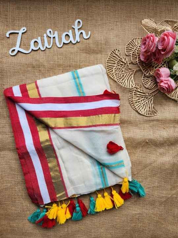 AANYA-STRIPE MUL COTTON SAREE
